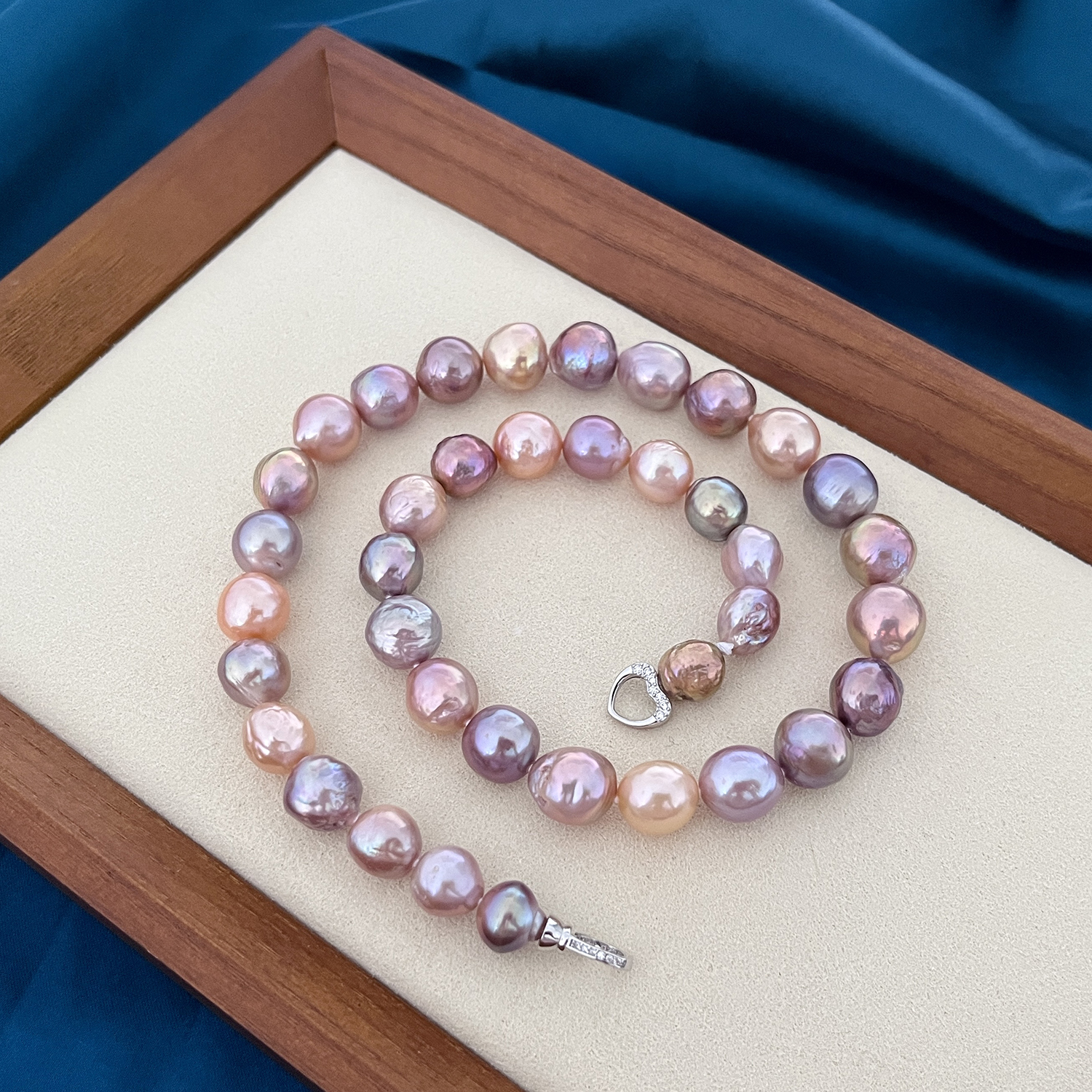 Orders Freshwater pearl necklace,10-12mm pearl necklace,mixed color necklace ,near round pearl necklace