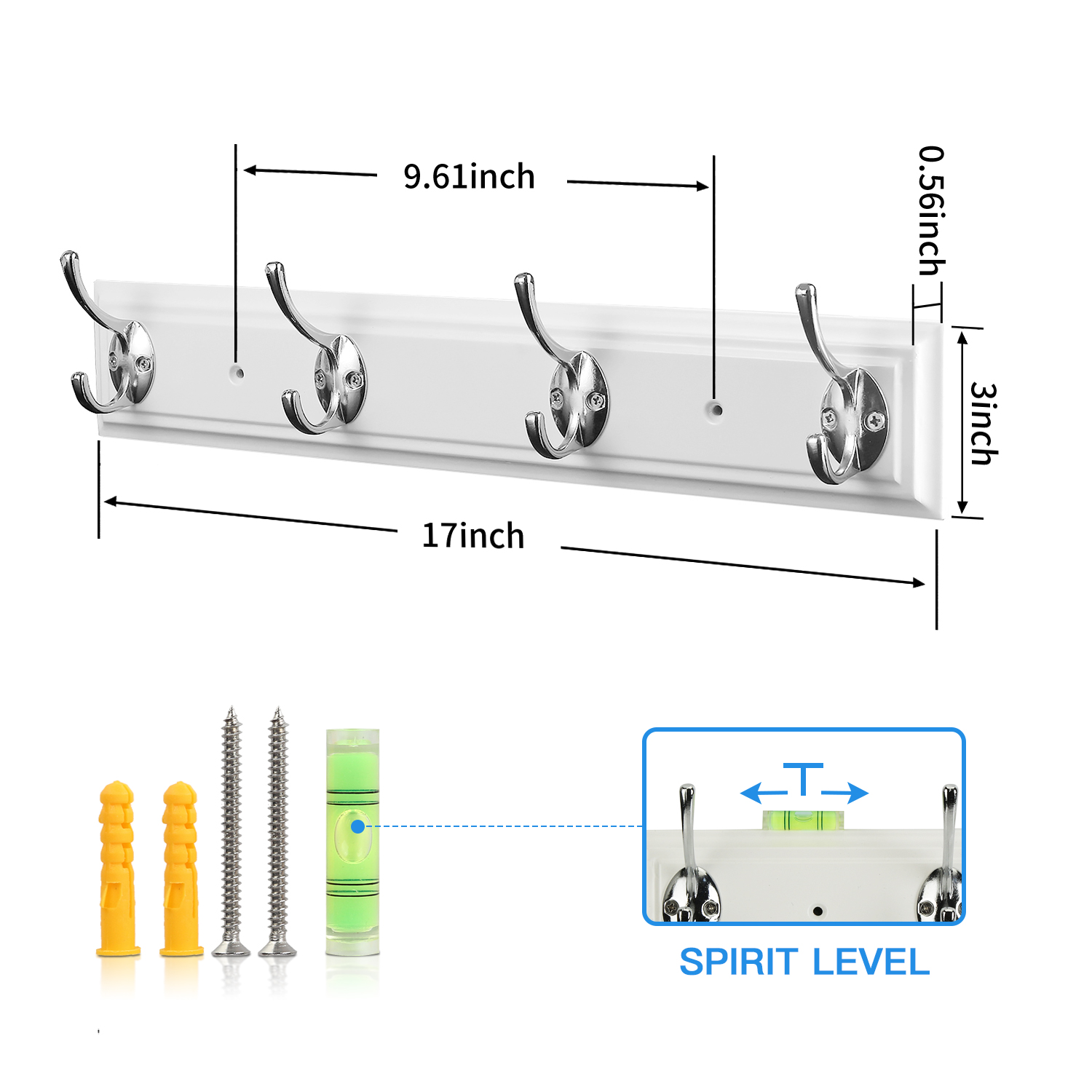 White MDF coat and hat with four hooks