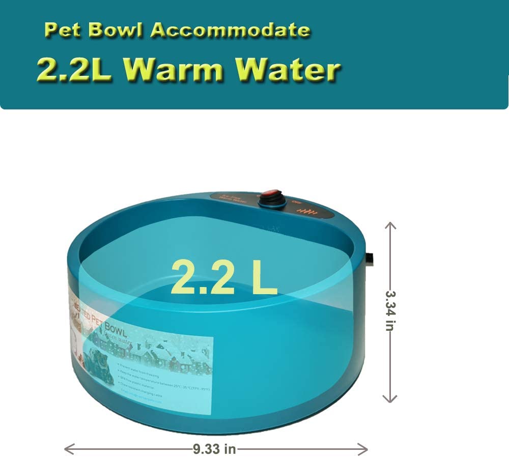 Heated Water Bowl for Outdoor Pet Dogs Cats(2200ml)
