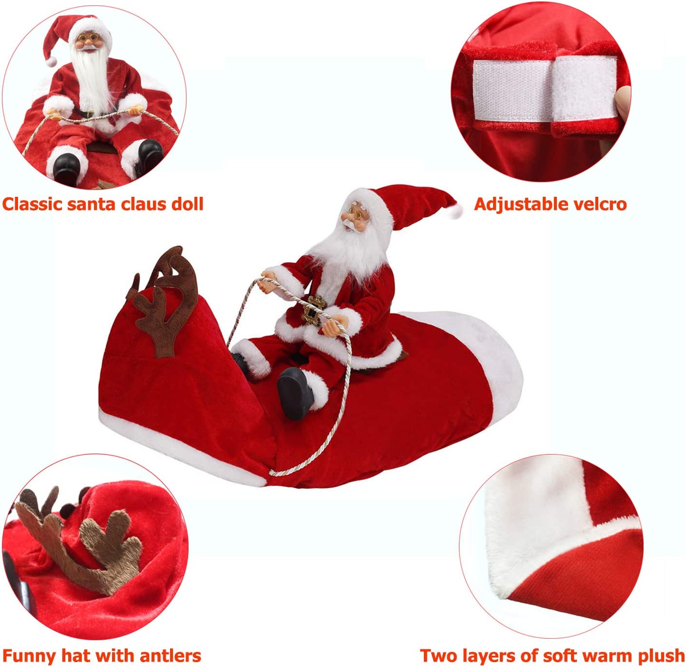 Santa Dog Costume - Santa Claus Riding Pet Cosplay Costumes
