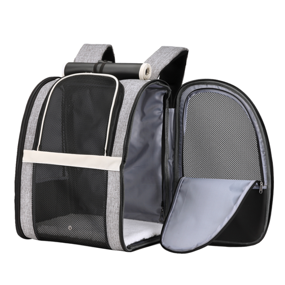 Pet Backpack Carrier with Roller Blind & Curtains (Black)