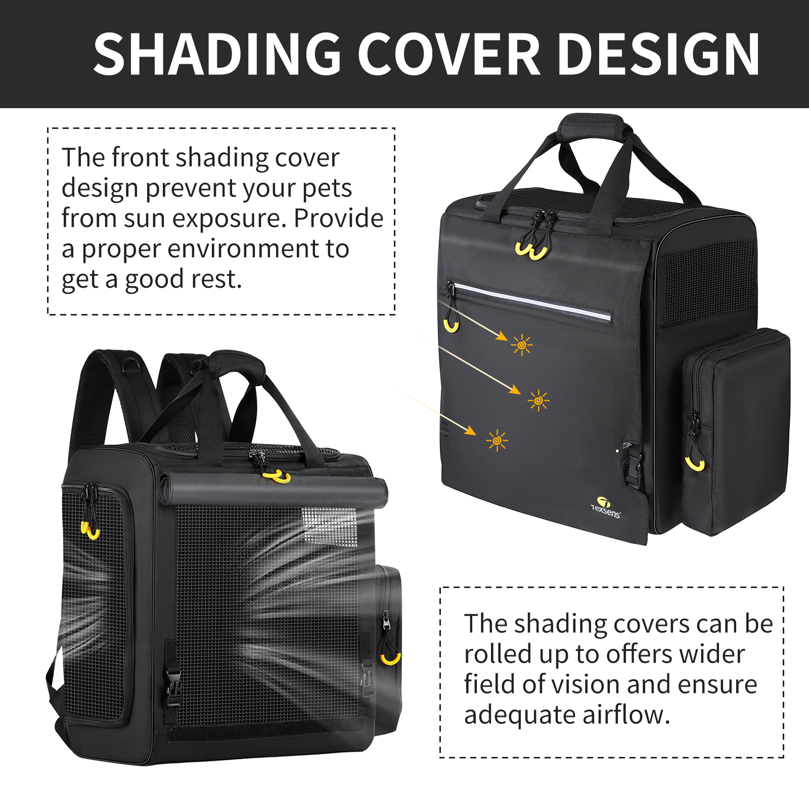 Large Size Pet Backpack Carrier(Black)