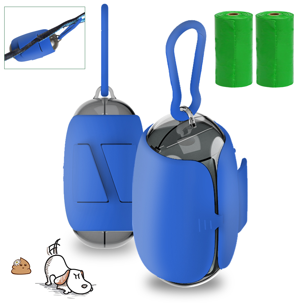Dog Poop Waste Bag Holder Dispenser for Leashes with Hook and Leash Clip, Easy Tear