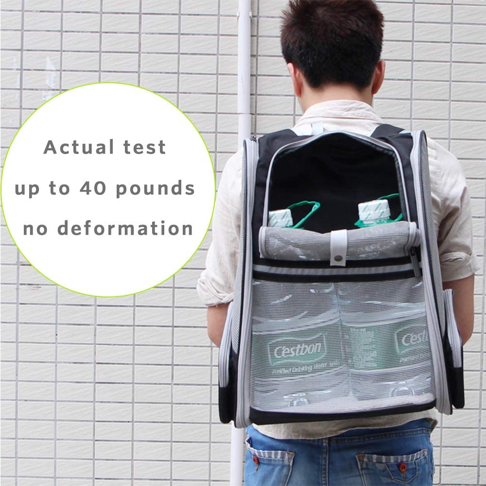 Pet Backpack Carrier (PVC Mesh, Black)