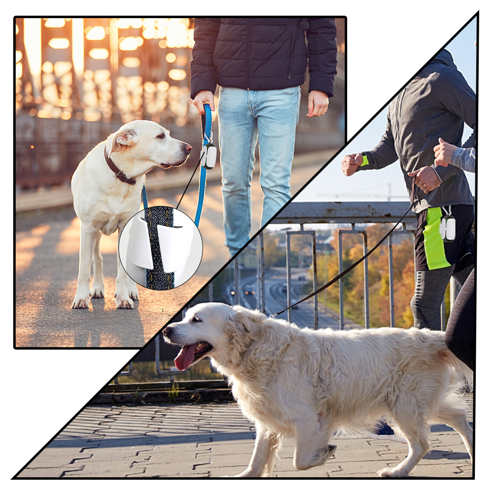 Dog Poop Waste Bag Holder Dispenser for Leashes with Hook and Leash Clip, Easy Tear