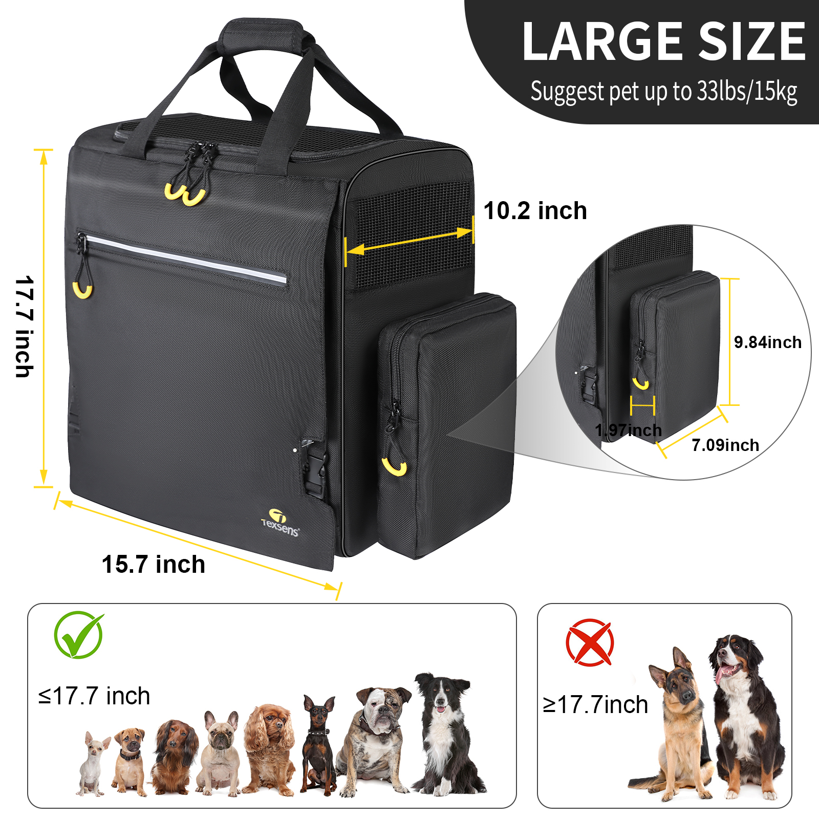 Large Size Pet Backpack Carrier(Black)