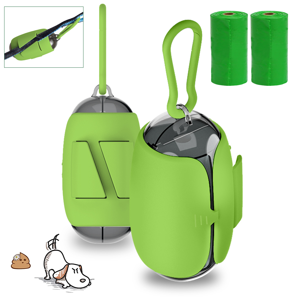 Dog Poop Waste Bag Holder Dispenser for Leashes with Hook and Leash Clip, Easy Tear