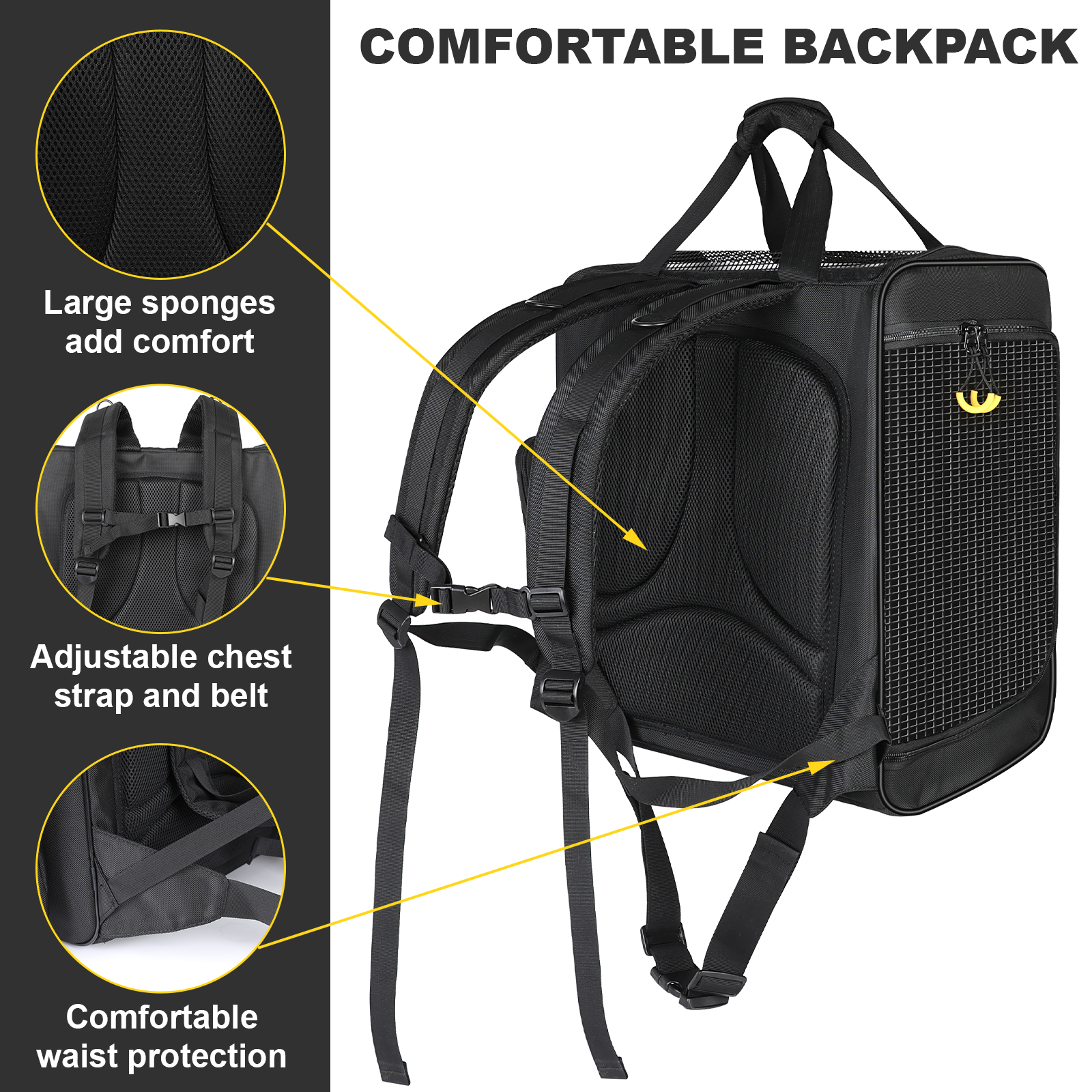 Large Size Pet Backpack Carrier(Black)