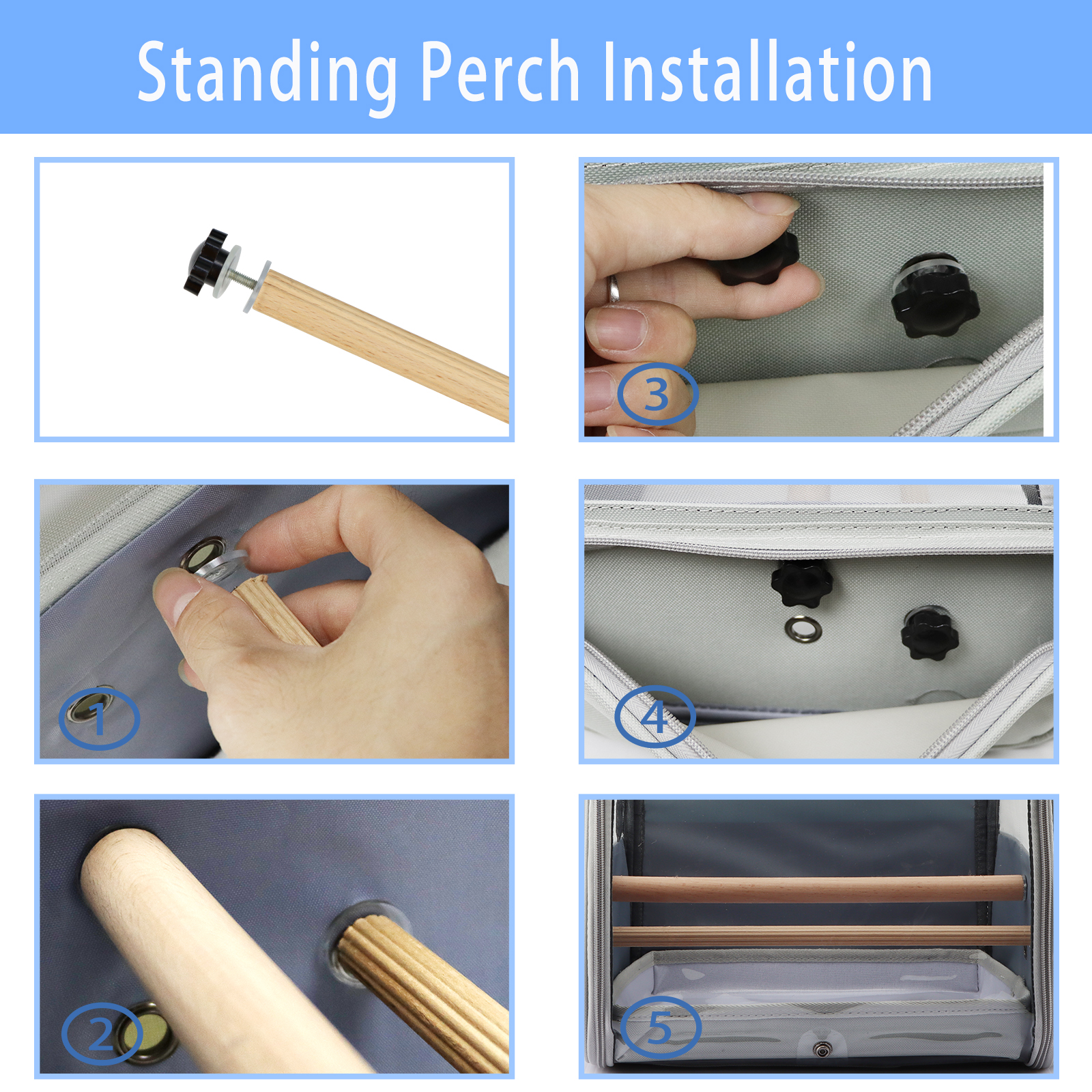 Bird Carrier Backpack for Travel Hiking (Gray)