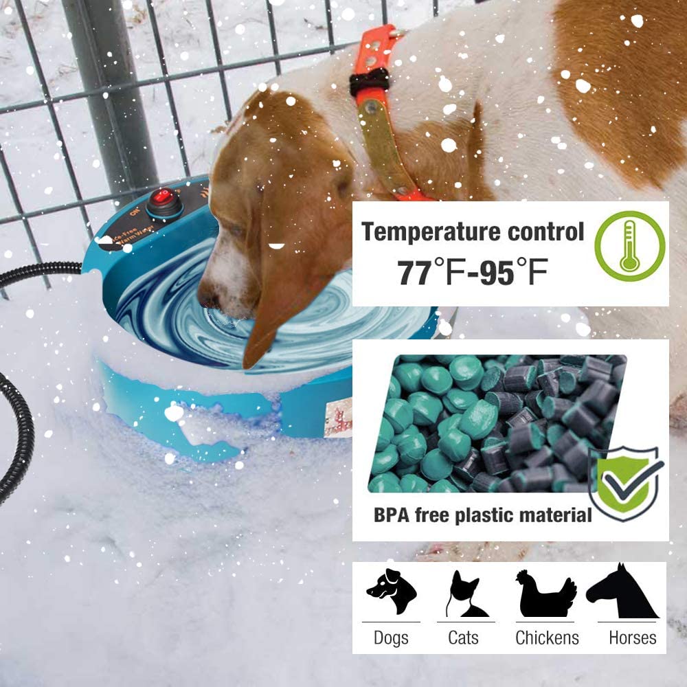 Heated Water Bowl for Outdoor Pet Dogs Cats(2200ml)