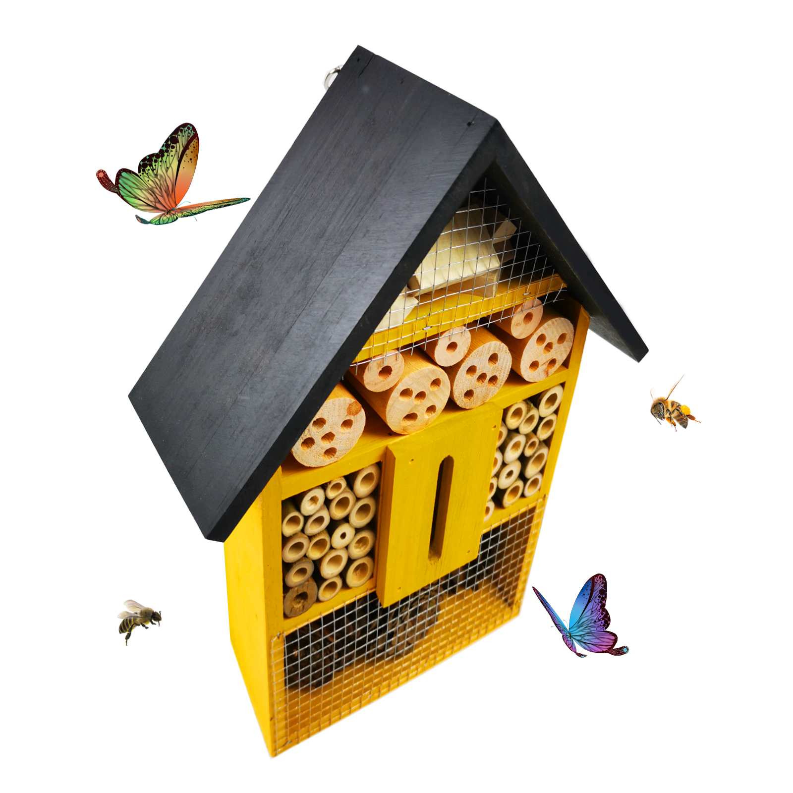 Wooden Insect Hotel for Butterfly, Mason Bees & Ladybugs