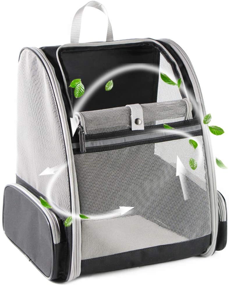 Pet Backpack Carrier (PVC Mesh, Black)