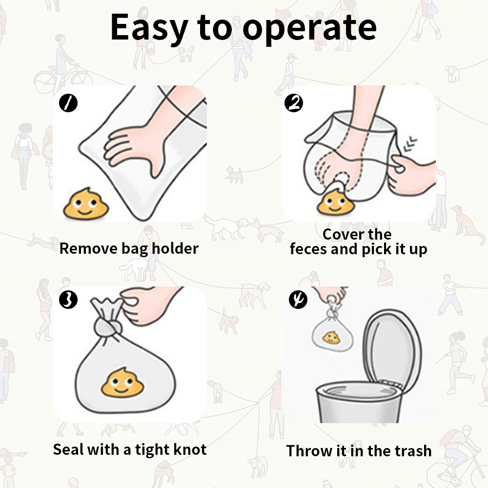 Dog Poop Waste Bag Holder Dispenser for Leashes with Hook and Leash Clip, Easy Tear