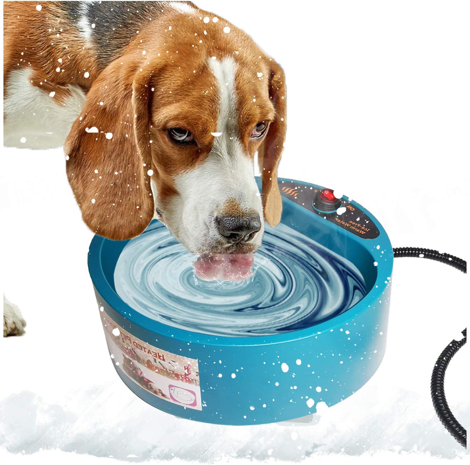 Heated Water Bowl for Outdoor Pet Dogs Cats(2200ml)
