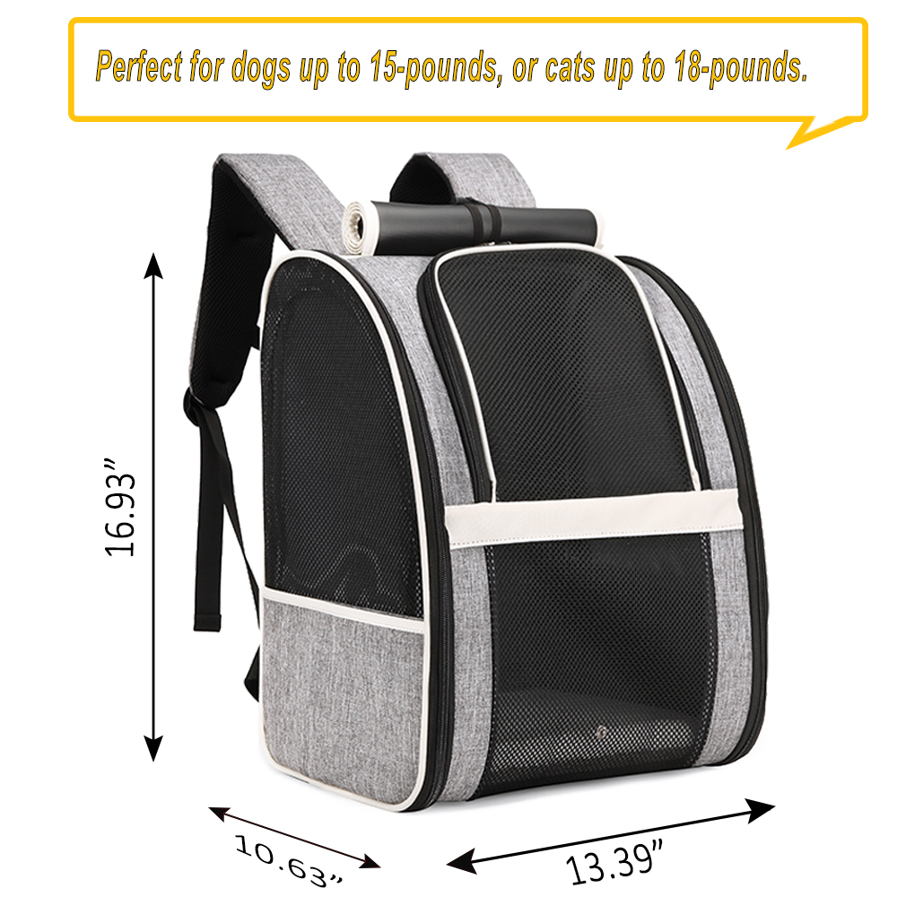 Pet Backpack Carrier with Roller Blind & Curtains (Black)