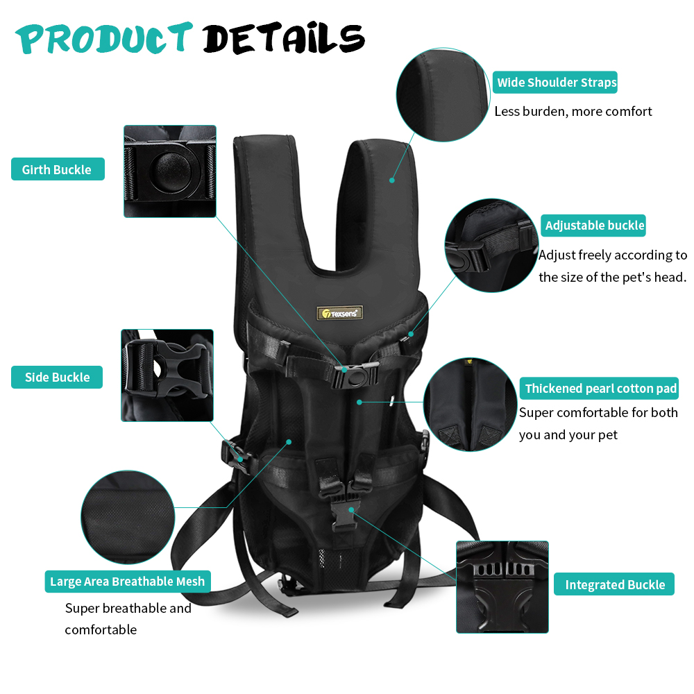 Dog Front Pack Carrier, Legs Out Dog Travel Bag
