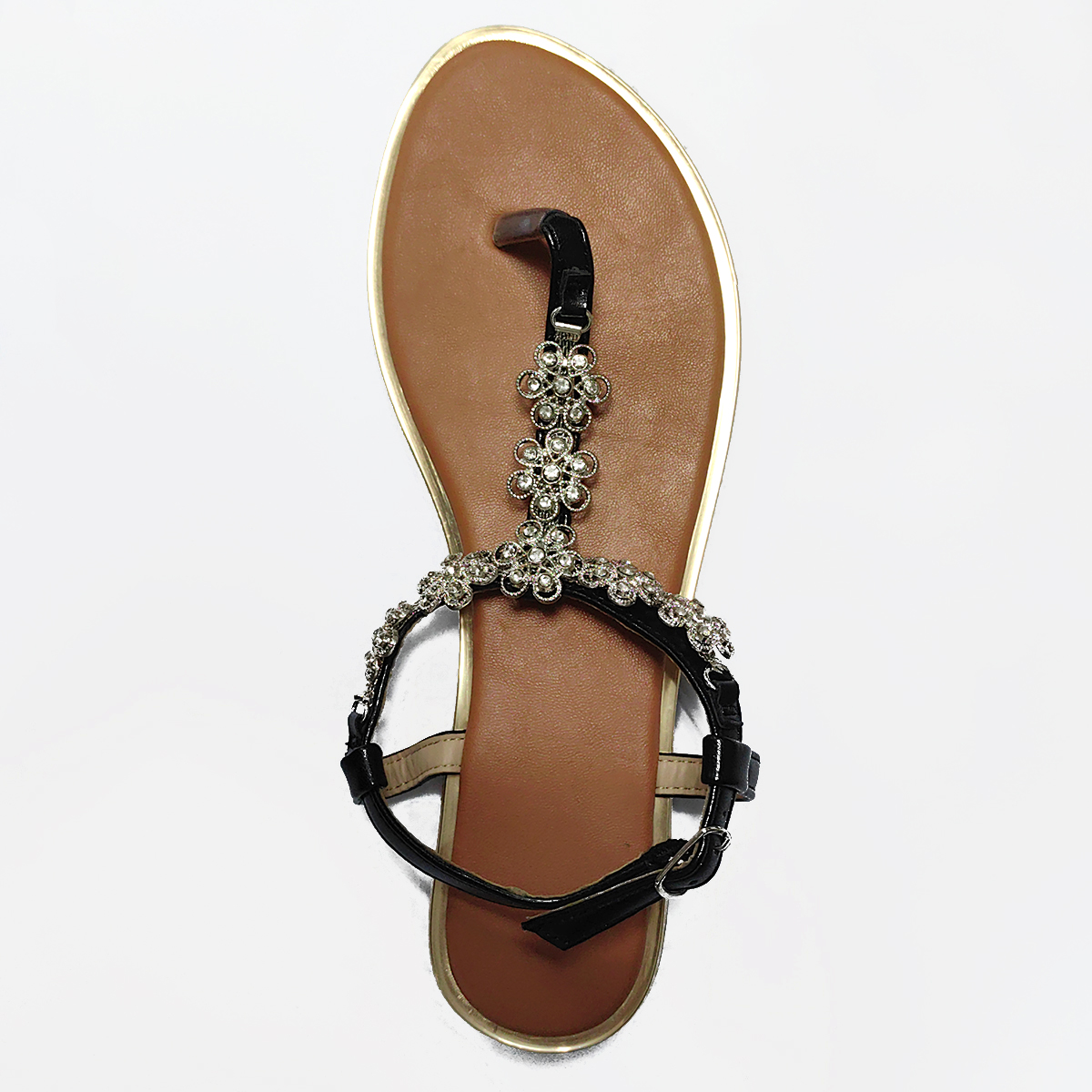 Flat rhinestone sandals
