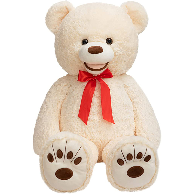 WENMOTDY Teddy Bear Plush Toy Stuffed Animal Giant Teddy Bear Big Bear with Footprints for Girlfriend Kids 36 inch Beige