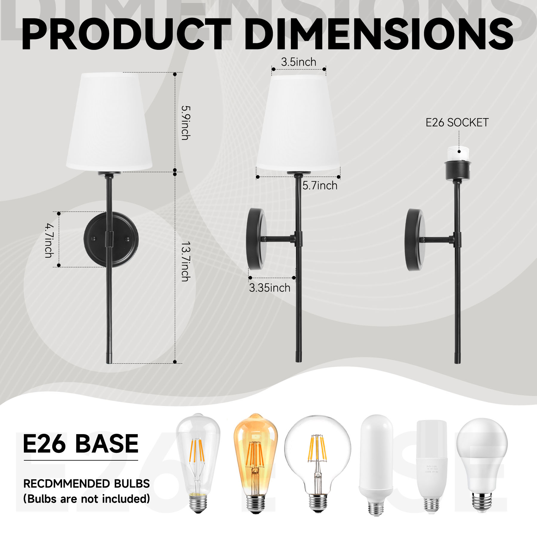 CANMAIJIA Retro Umbrella style 60w LED wall light E26 