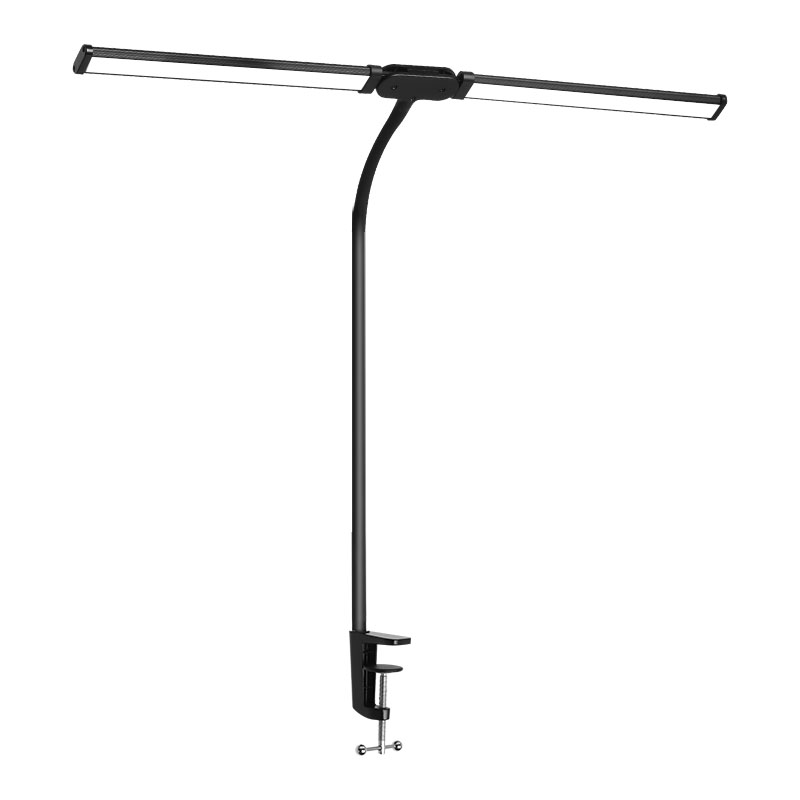 (CANMEIJIA) Desk lamp double-head folding type fixture installation black USB interface 24w three-color dimmer