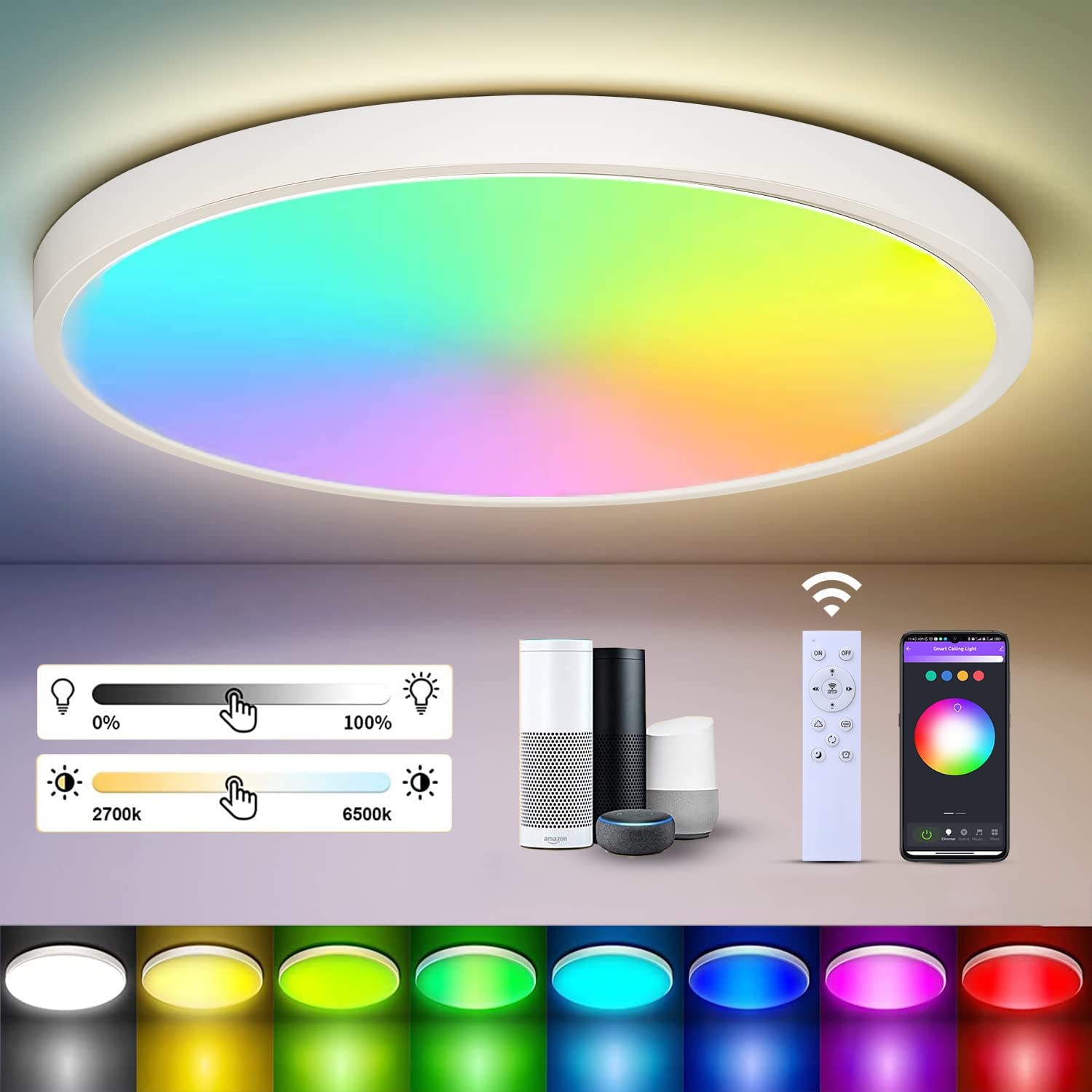 CANMEIJIA 24W IP54 RGB fashion LED ultra-thin ceiling lamp 