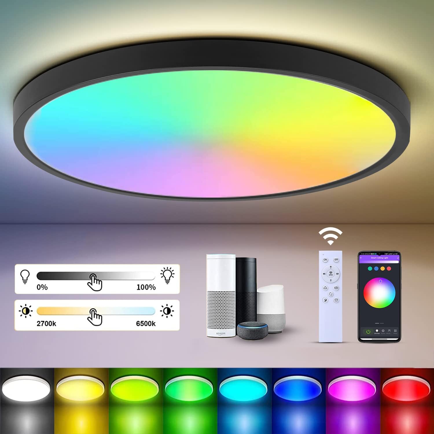 CANMEIJIA 24W IP54 RGB fashion LED ultra-thin ceiling lamp 