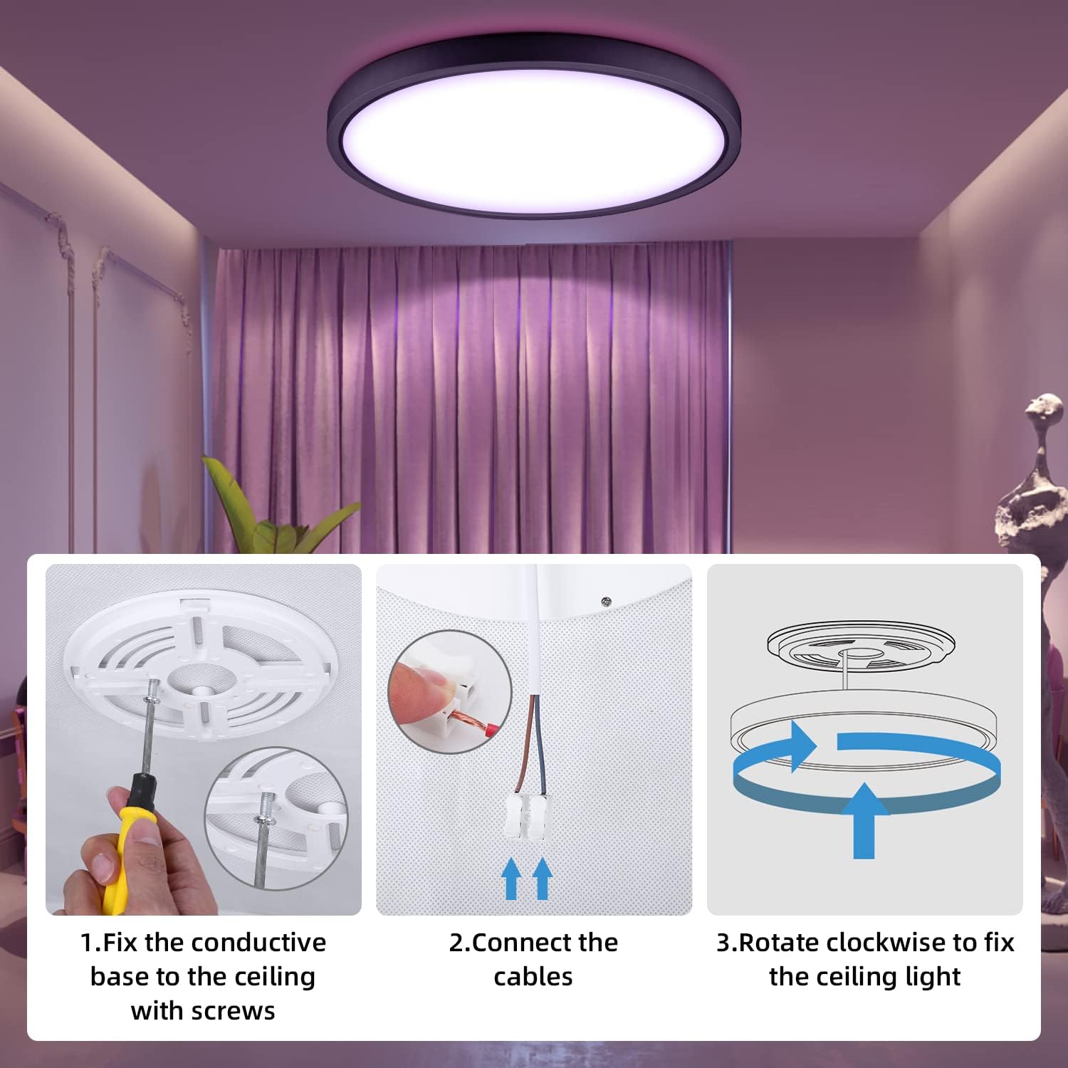 CANMEIJIA 24W IP54 RGB fashion LED ultra-thin ceiling lamp 