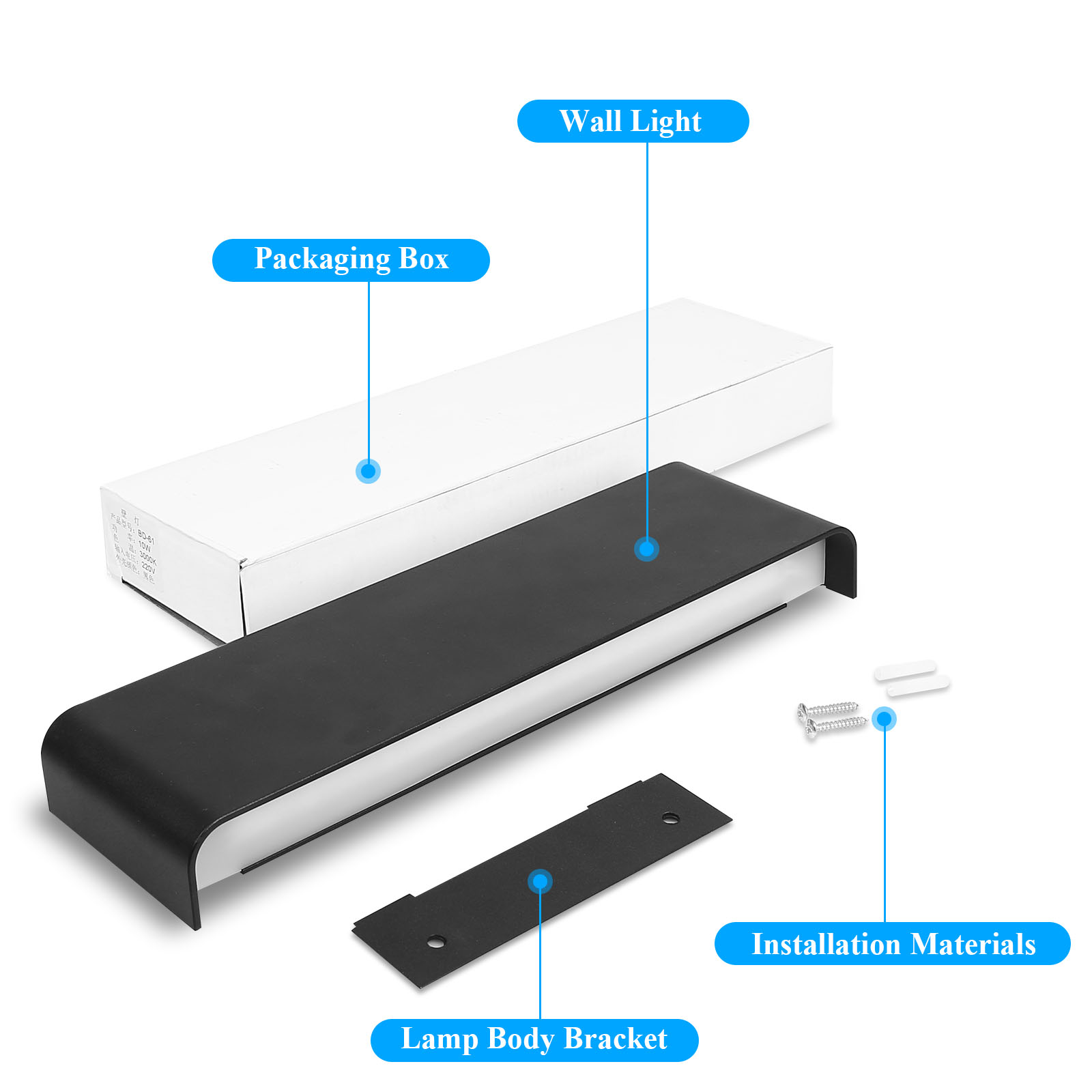(CAMMEIJIA )Wall lamp BDA-61 aluminum type 41CM square frame 16W warm light