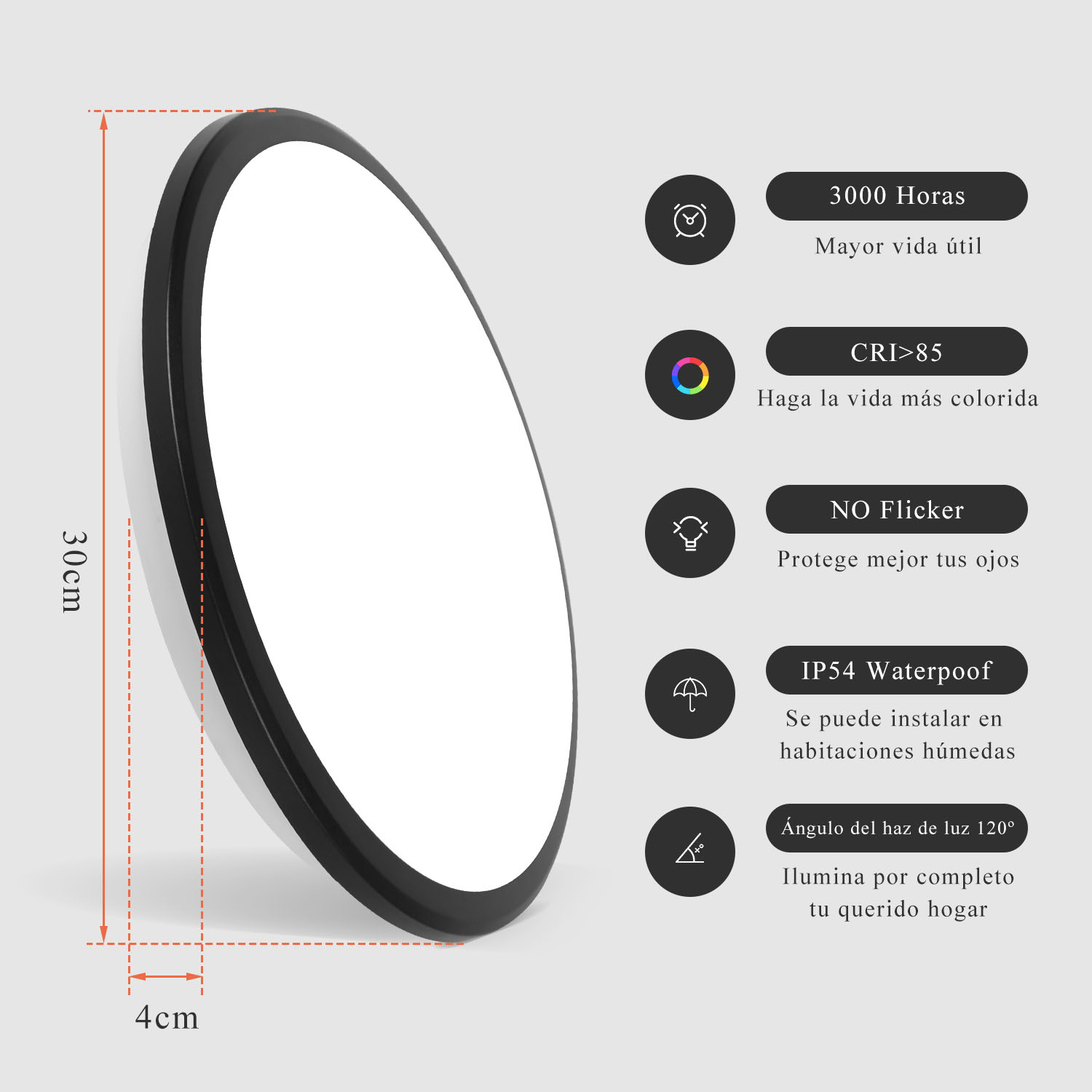 (CANMEIJIA) ceiling lamp three-proof type 003 round black / white frame wide pressure