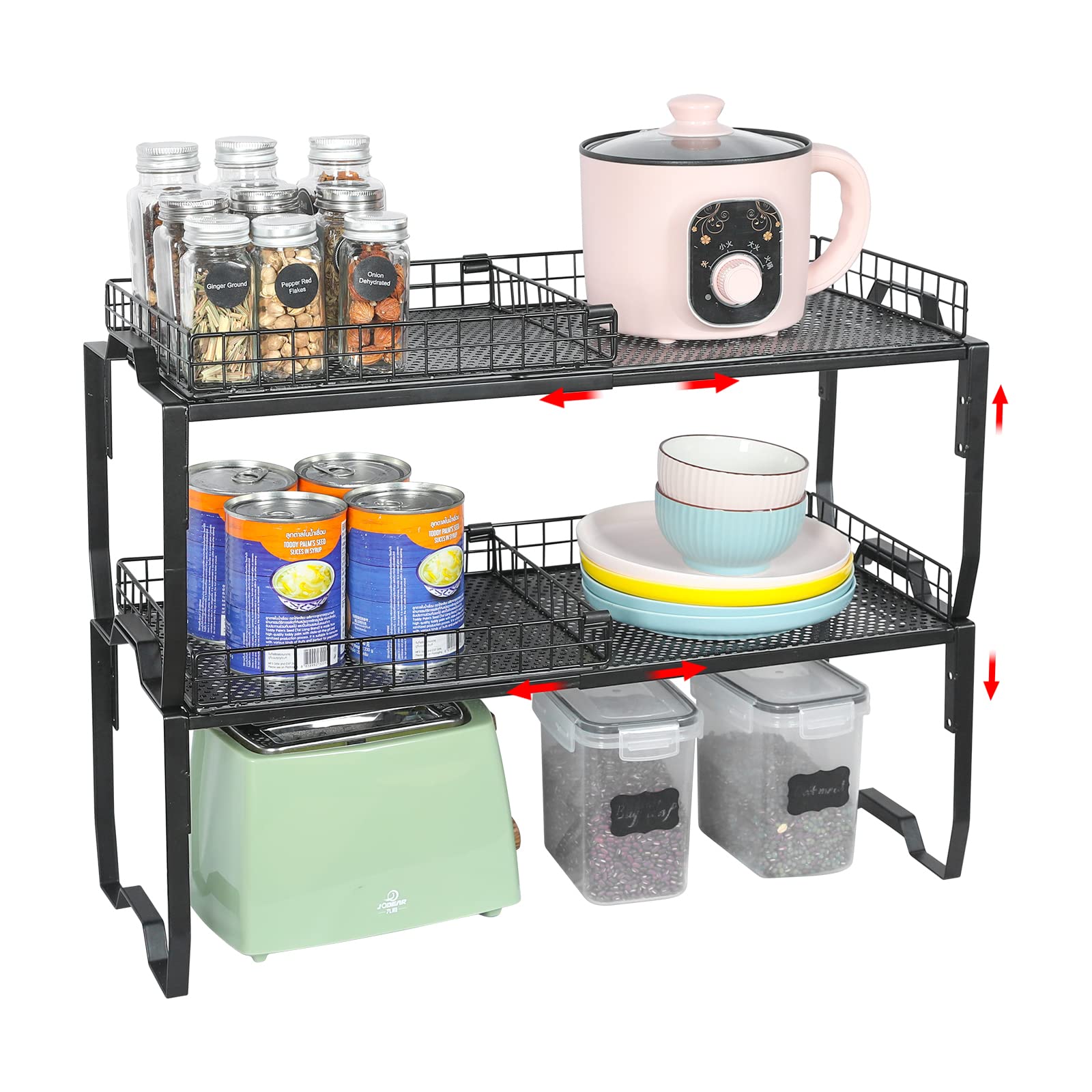 Expandable Shelf Organizer, Stackable Kitchen Countertop Shelv