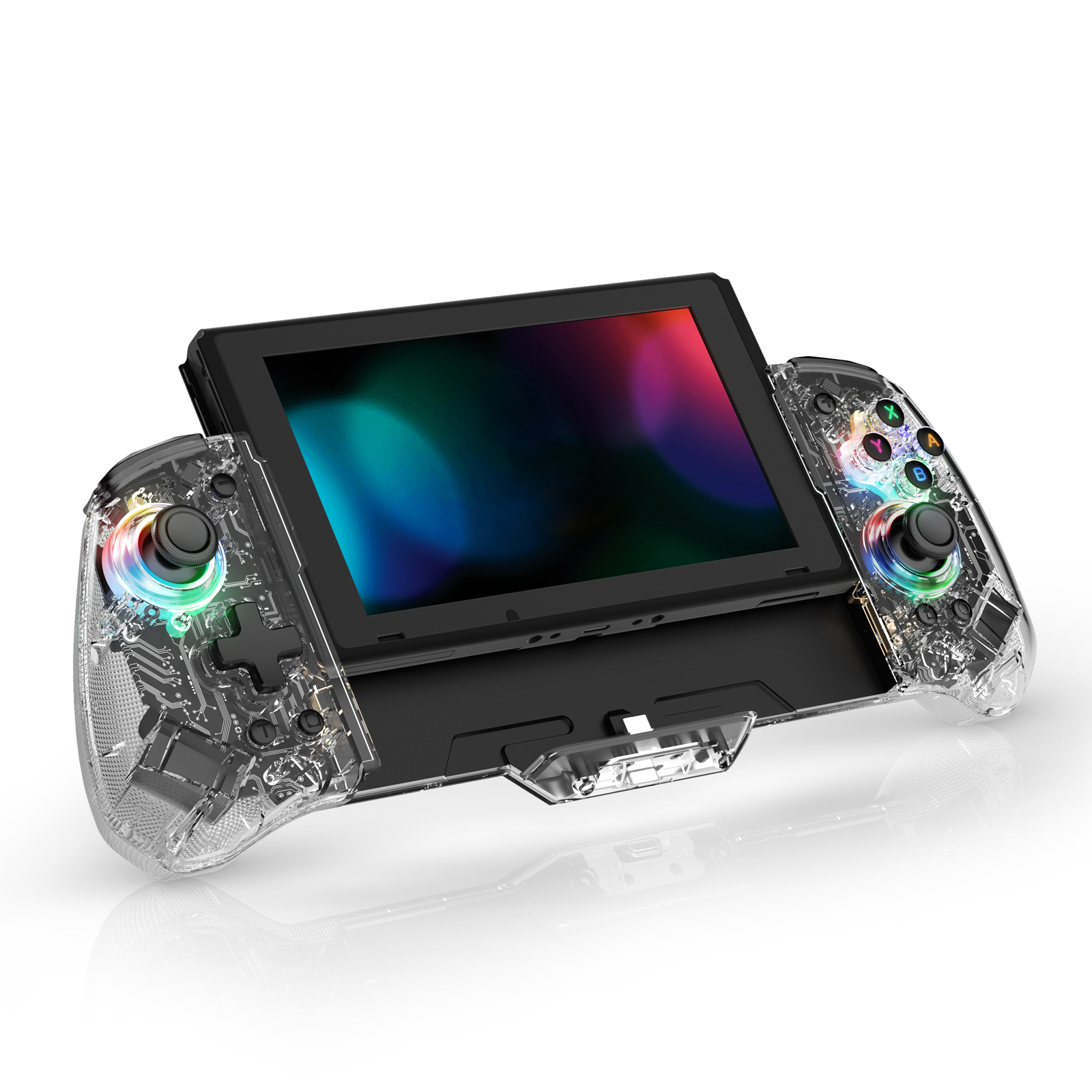 DOYOKY Wired RGB Joycon Controller for Switch/Switch OLED-Black/ Transparent