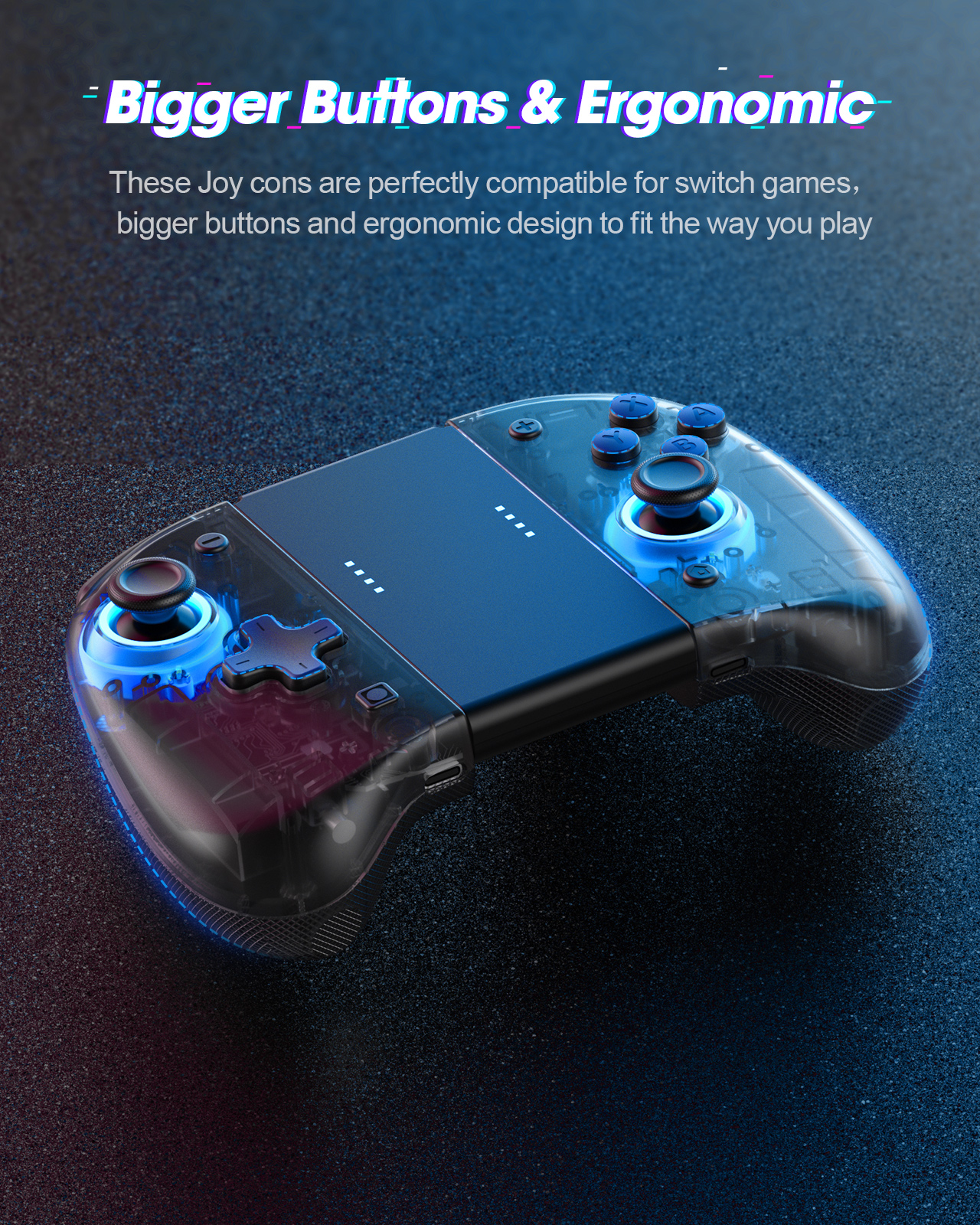 DOYOKY Wireless RGB Joycon Controller for Switch/Switch OLED-Black Semi-transparent-DOYOKY