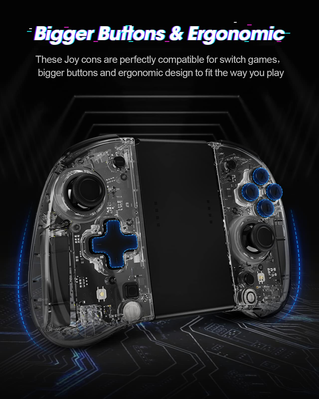 DOYOKY Wireless RGB Joycon Controller for Switch/Switch OLED-Transparent Discovery-DOYOKY