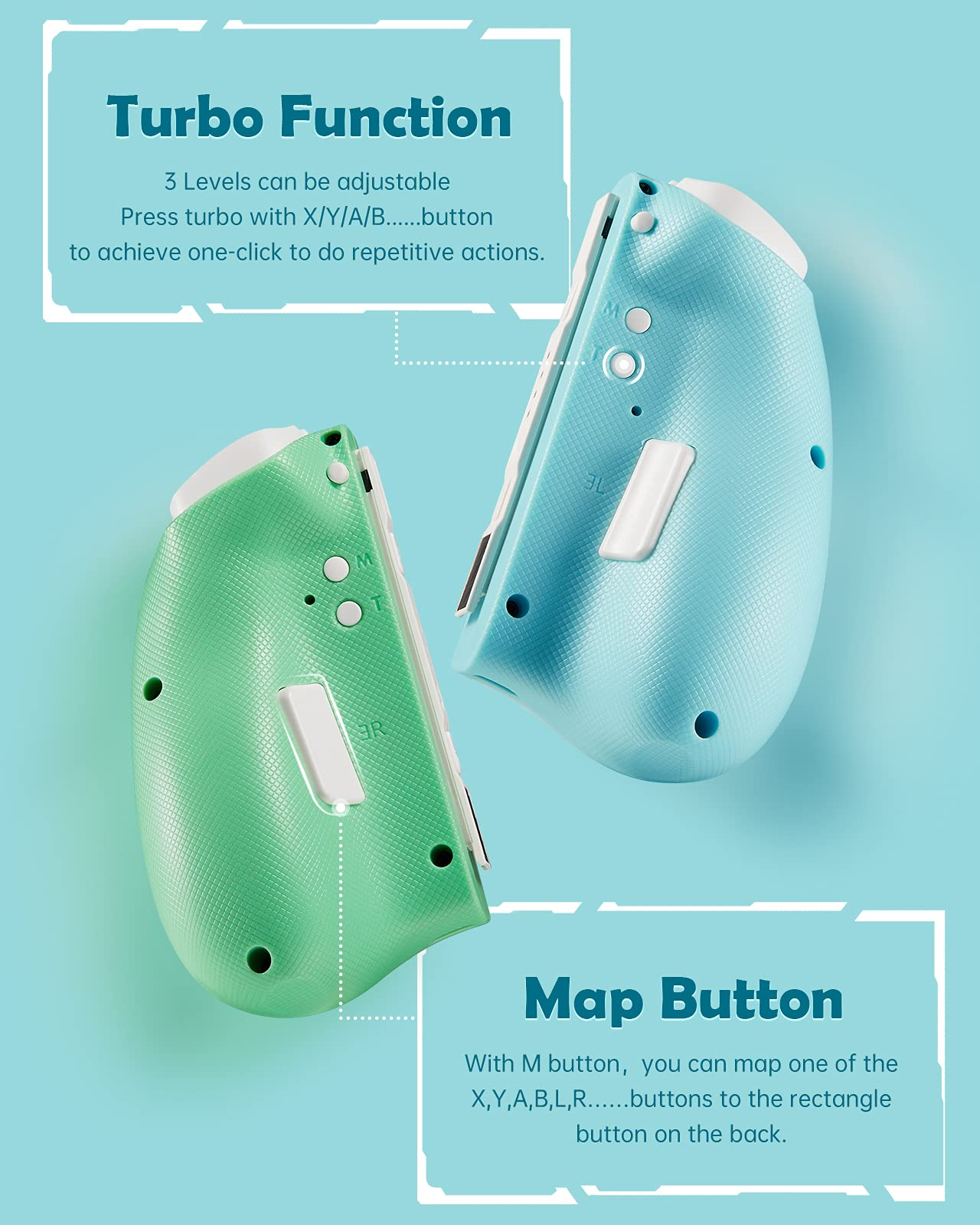 DOYOKY Wireless RGB Joycon Controller for Switch/Switch OLED-Blue&Green-DOYOKY