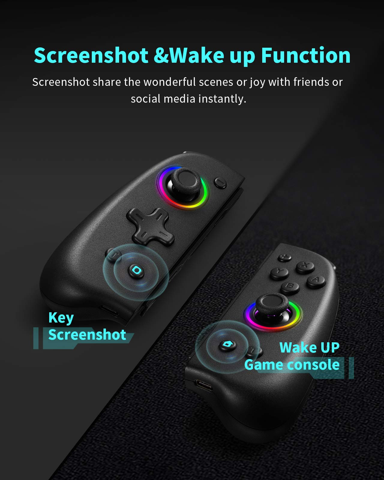 DOYOKY Wireless RGB Joycon Slim Controller for Switch/Switch OLED-Black-DOYOKY