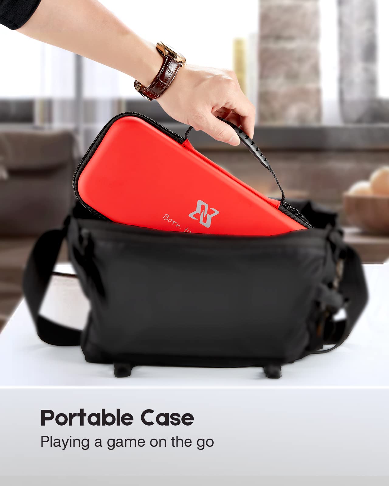 BINBOK Carry Case for Switch/Switch OLED, for Binbok Joycon, Compatible with Joy-Con Card Slots Switch Console & Accessories - Red-DOYOKY