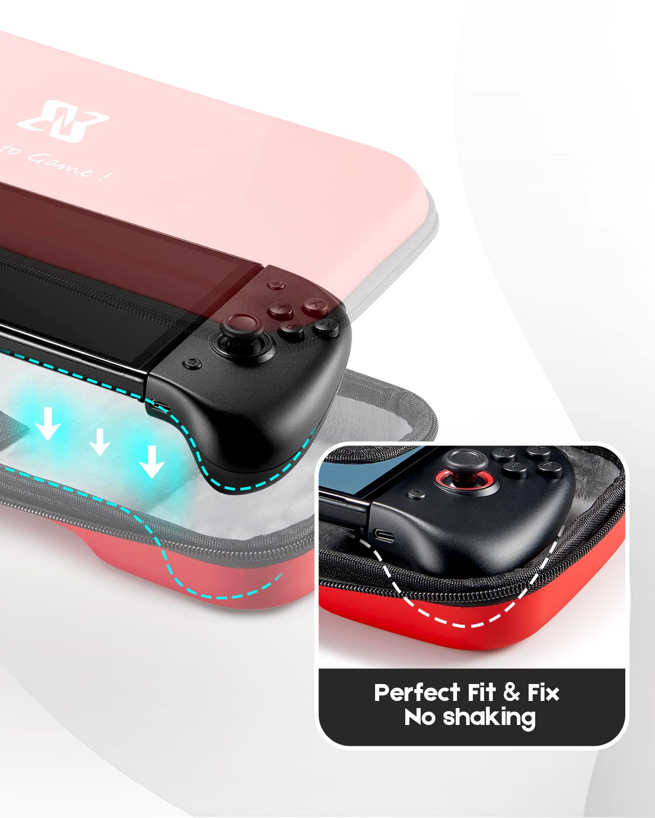 BINBOK Carry Case for Switch/Switch OLED, for Binbok Joycon, Compatible with Joy-Con Card Slots Switch Console & Accessories - Red-DOYOKY