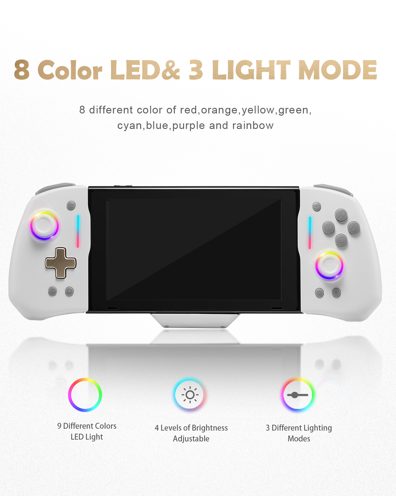 DOYOKY Wired RGB Joycon Controller for Switch/Switch OLED-White-DOYOKY