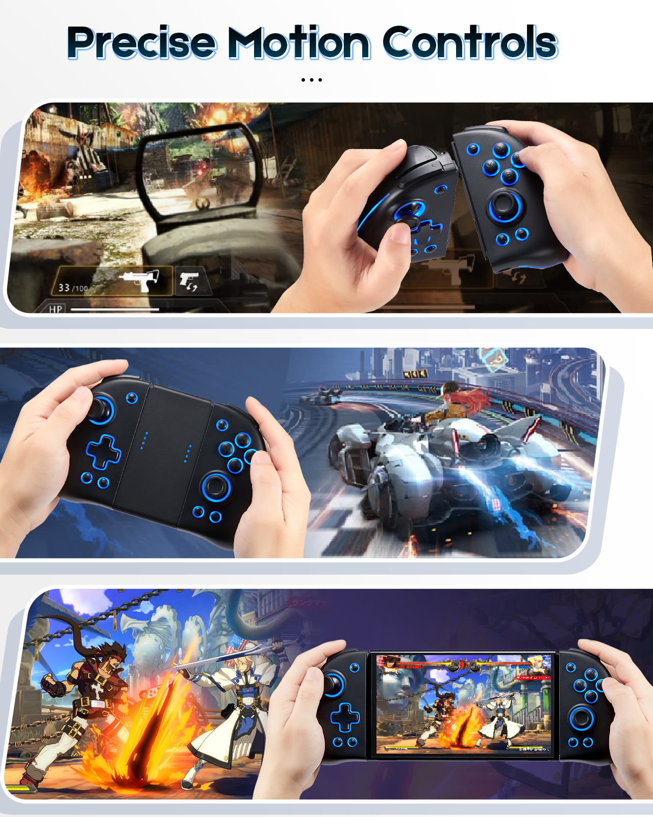 DOYOKY Wireless RGB Joycon Controller with Hall Effect Joysticks for Switch/Switch OLED-Black-DOYOKY