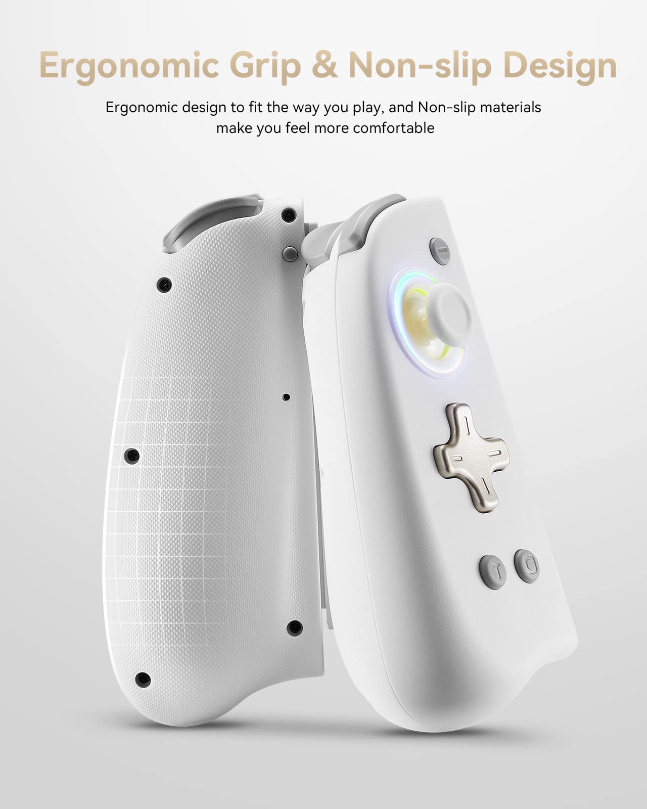 DOYOKY Wireless RGB Joycon Slim Controller for Switch/Switch OLED-White&Gray-DOYOKY