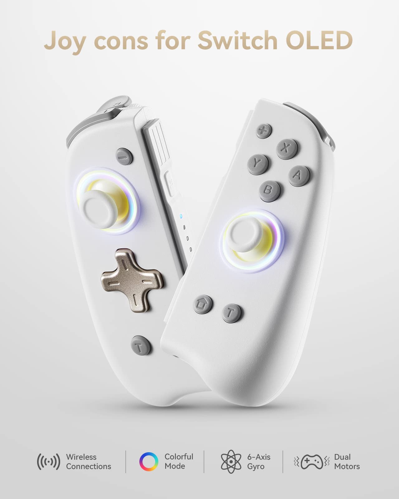 DOYOKY Wireless RGB Joycon Slim Controller for Switch/Switch OLED-White&Gray-DOYOKY