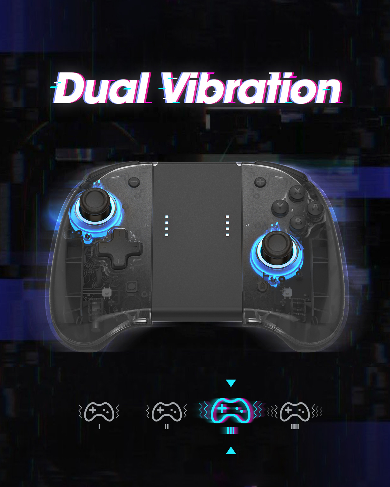 DOYOKY Wireless RGB Joycon Controller for Switch/Switch OLED-Black Semi-transparent-DOYOKY