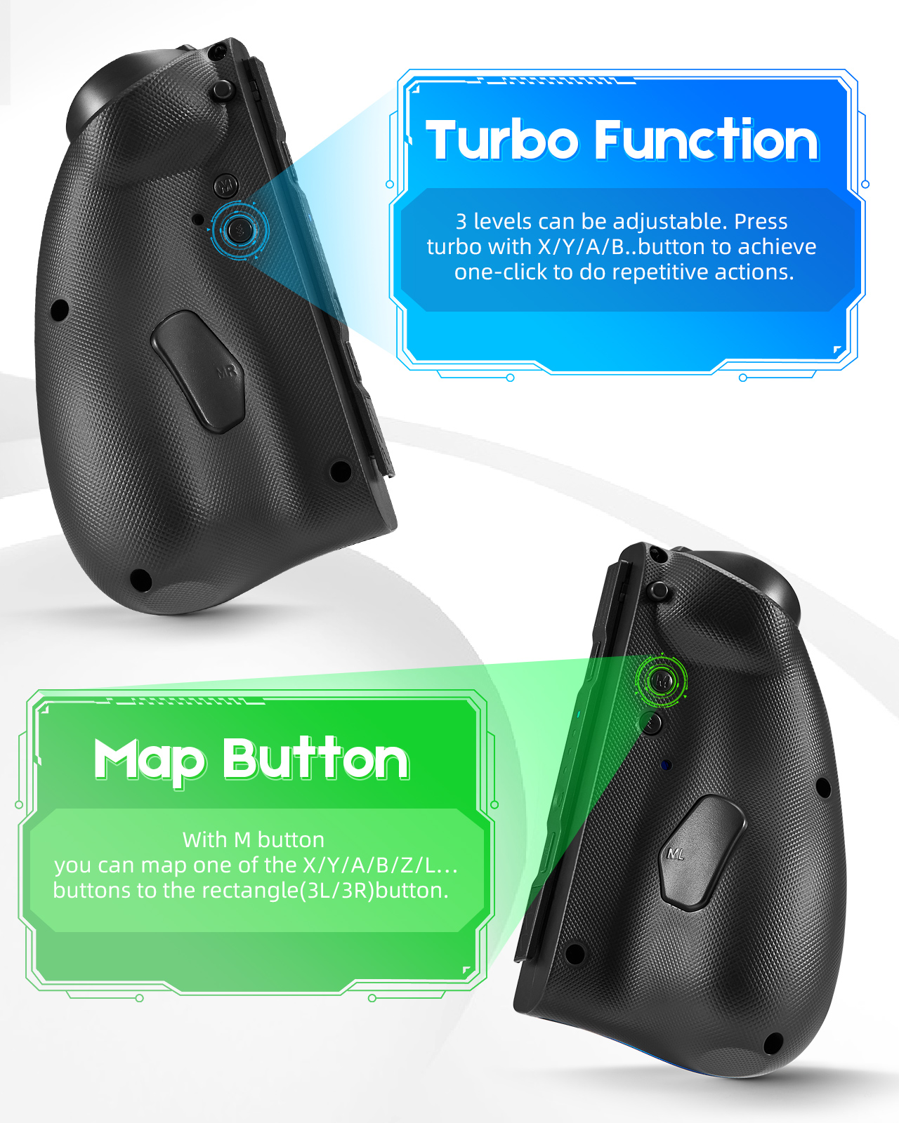 DOYOKY Wireless RGB Joycon Controller with Hall Effect Joysticks for Switch/Switch OLED-Black-DOYOKY