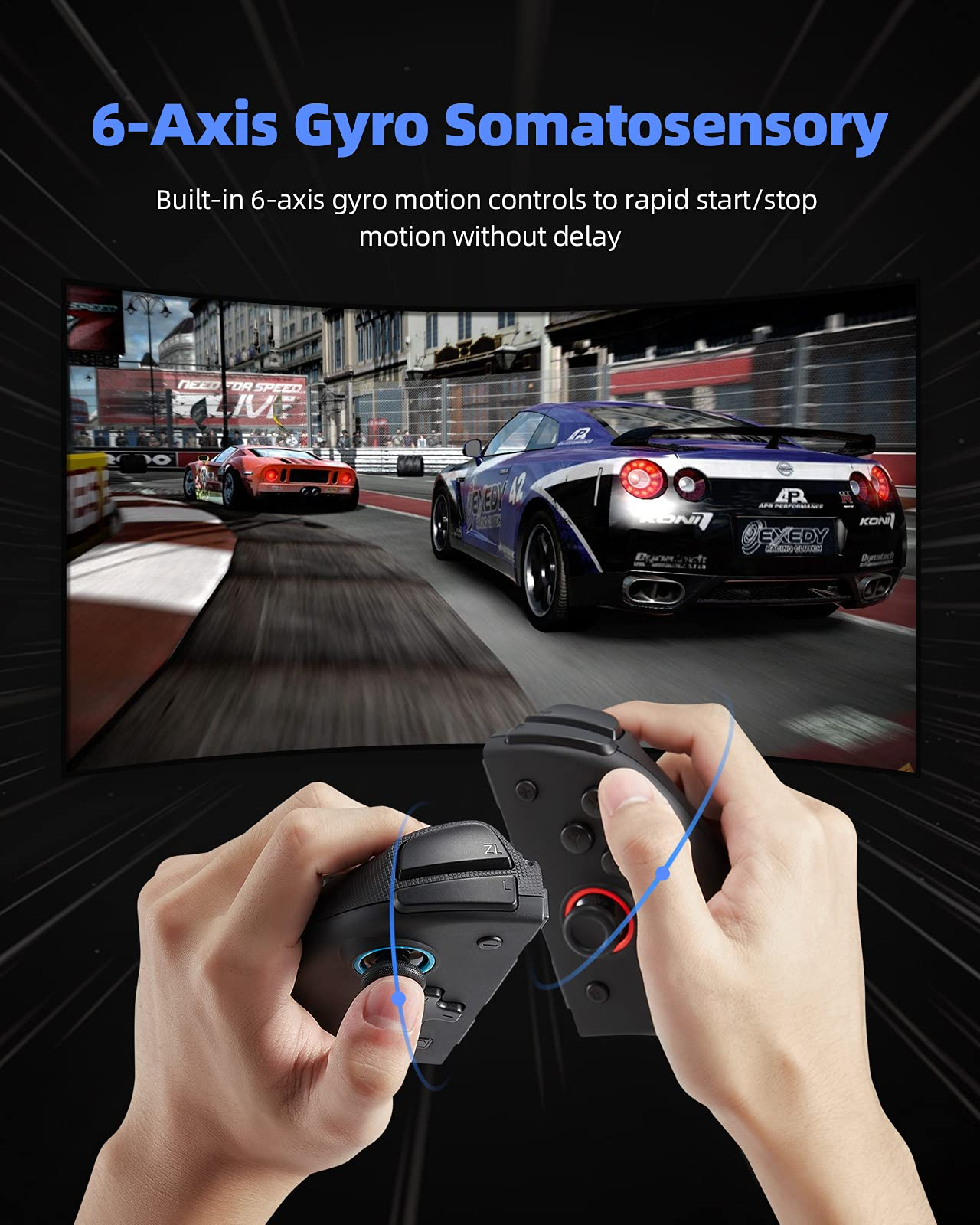 DOYOKY Wireless RGB Joycon Controller for Switch/Switch OLED-Black-DOYOKY