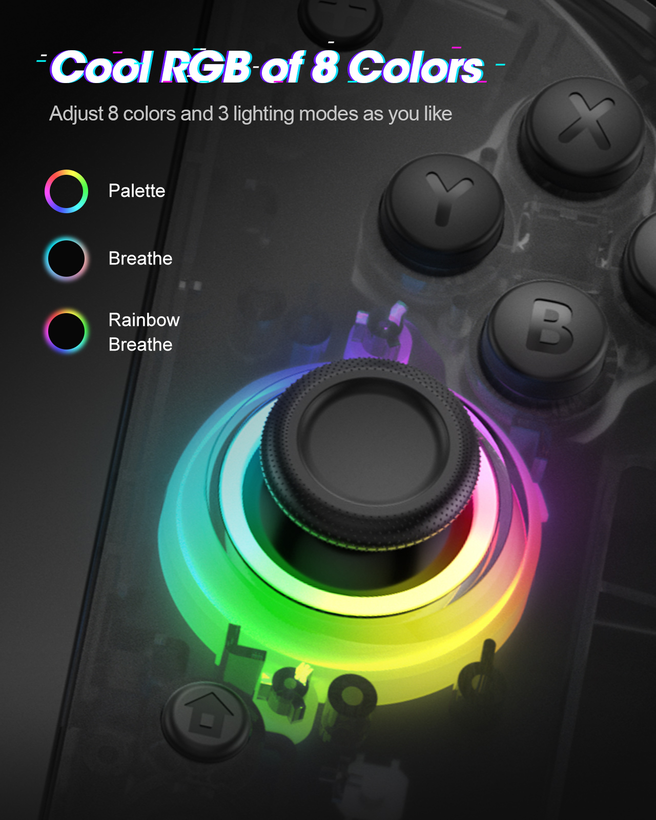 DOYOKY Wireless RGB Joycon Controller for Switch/Switch OLED-Black Semi-transparent-DOYOKY