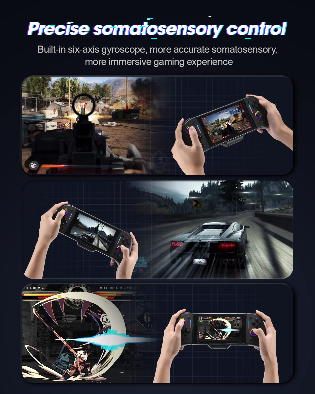 DOYOKY Wired RGB Joycon Controller for Switch/Switch OLED-Black-DOYOKY