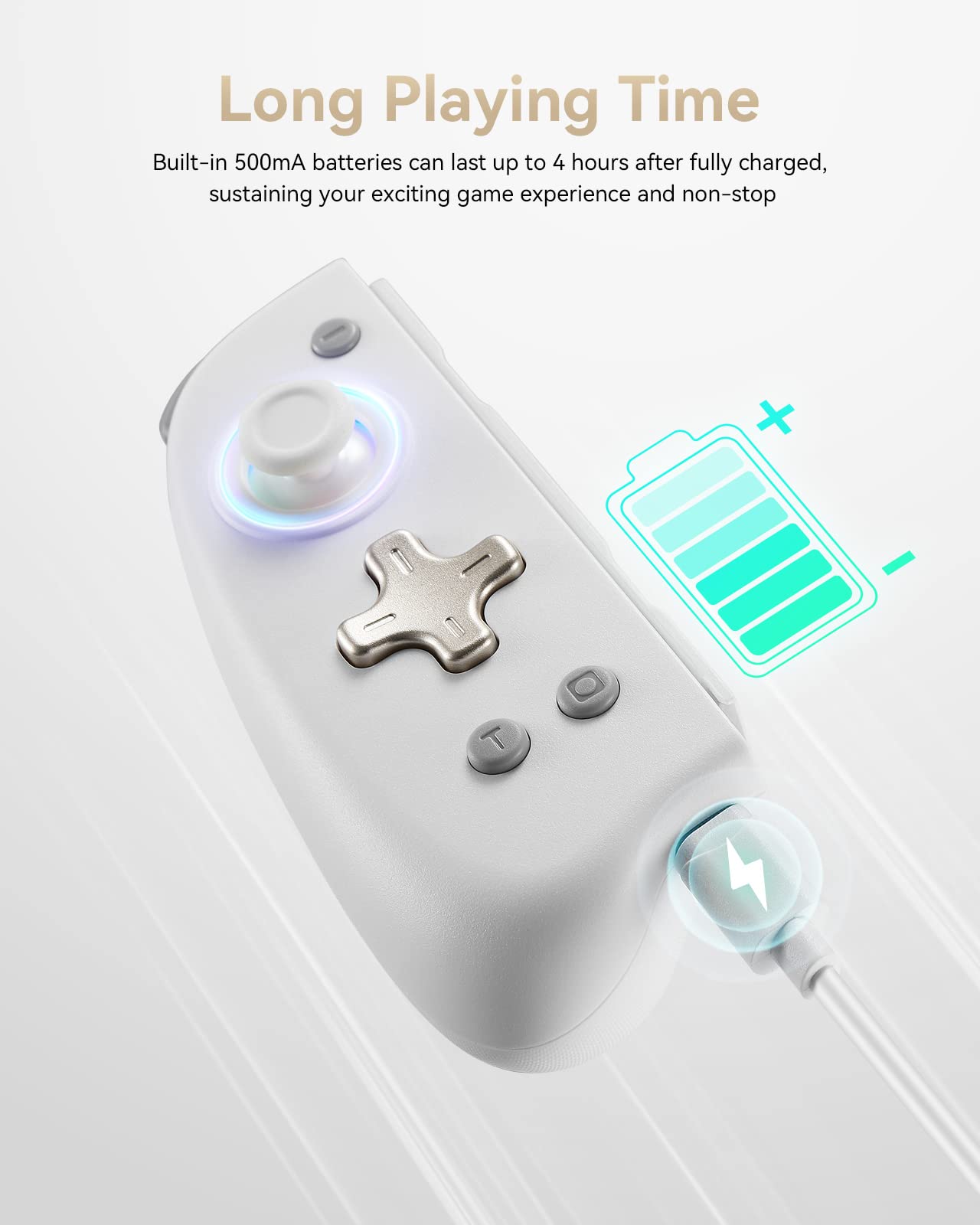 DOYOKY Wireless RGB Joycon Slim Controller for Switch/Switch OLED-White&Gray-DOYOKY