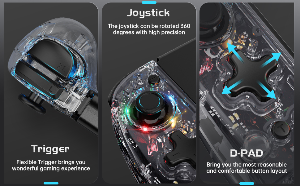 DOYOKY Classic RGB Joycon-Transparent Discovery