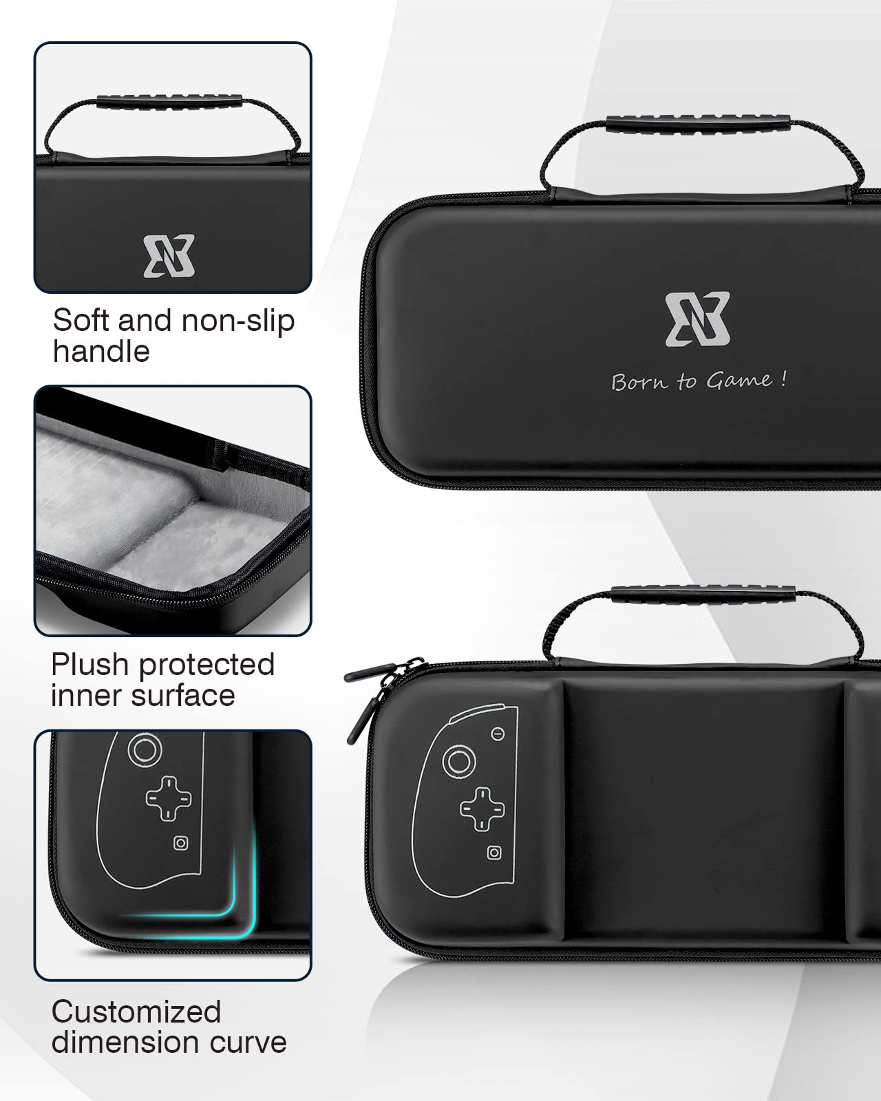 BINBOK Carry Case for Switch/Switch OLED, for Binbok Joycon, Compatible with Joy-Con Card Slots Switch Console & Accessories- Black-DOYOKY