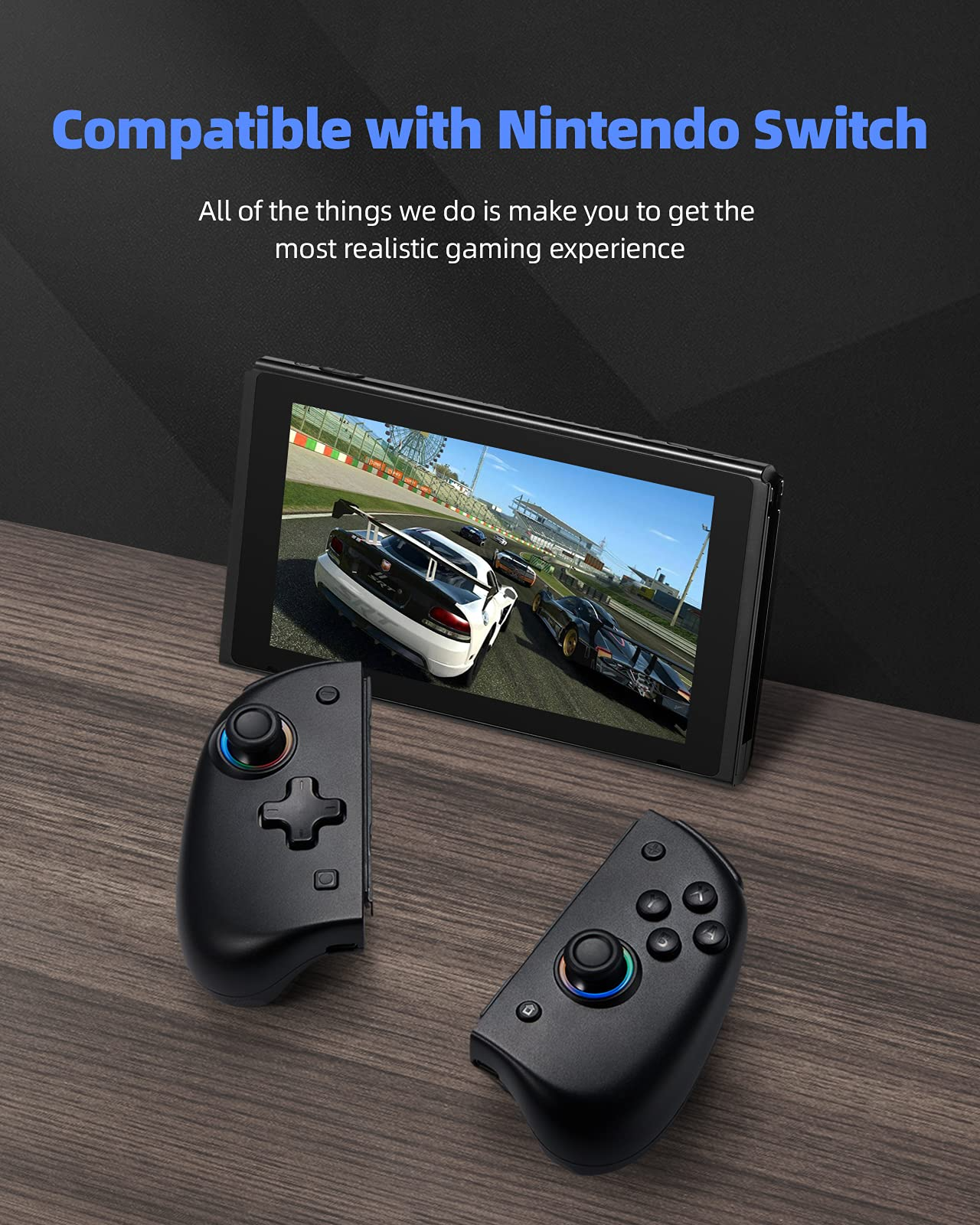 DOYOKY Wireless RGB Joycon Controller for Switch/Switch OLED-Black-DOYOKY